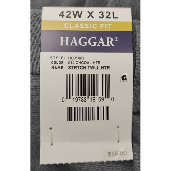 HAGGAR Men's Grey Iron Free Classic Fit Dress Pants Size 42Wx32L - Picture 4 of 4